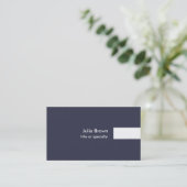 Carte De Visite Bleu Blanc Moderne Unique Plaine tendance Professi (Debout devant)