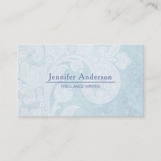 Carte De Visite Bleu blanc Paisley (Devant)