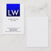 Carte De Visite Bleu Blanc Professionnel Moderne Simple Monogramme (Devant / Derrière)