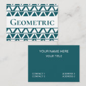 Carte De Visite Bleu blanc triangle rayures Motif géométrique (Devant / Derrière)