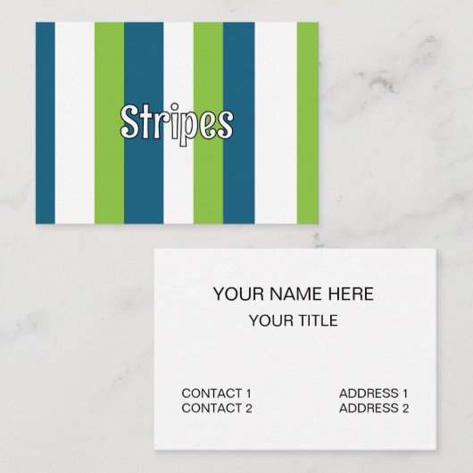 Carte De Visite Bleu Blanc Vert Frappes Verticales (Devant / Derrière)