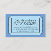 Carte De Visite Bleu Bleu Bleu Baby shower Roussette Billets (Dos)