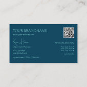 Carte De Visite Bleu bleu ciel avec Monogramme QR Code et bijoux (Dos)