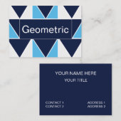 Carte De Visite Bleu Bleu Marine Blanc Triangle Géométrique (Devant / Derrière)