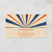 Carte De Visite Bleu bleu marine Orange rayures Retro Boho (Dos)