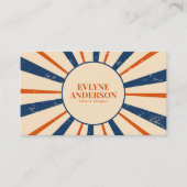 Carte De Visite Bleu bleu marine Orange rayures Retro Boho (Devant)
