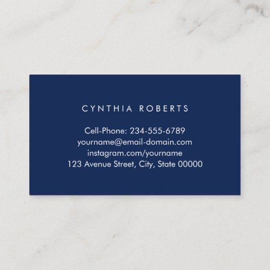 Carte De Visite Bleu bleu marine Script Graduation (Dos)