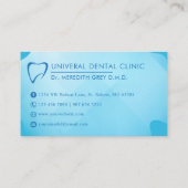 Carte De Visite Bleu bleu turquoise sur mesure Médecins dentistes  (Dos)