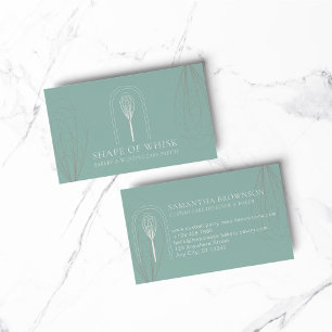Carte De Visite Bleu Blush élégant Whisk Logo Accueil Boulangerie