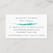 Carte De Visite Bleu botanique d'hippocampe d'île (Dos)