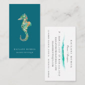 Carte De Visite Bleu botanique d'hippocampe d'île (Devant / Derrière)