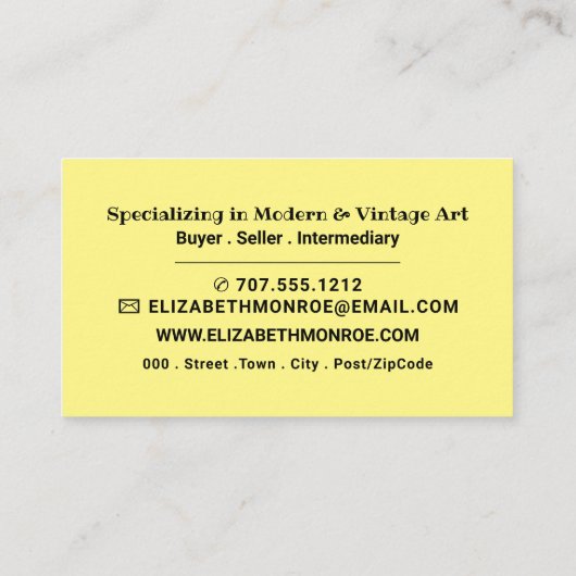 Carte De Visite Bleu brosse, marchand d'art (Dos)