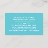 Carte De Visite Bleu brosse, Professeur d'Art Professionnel (Dos)