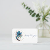 Carte De Visite Bleu Brown Abstrait Lotus Elégant design QRC (Debout devant)