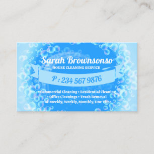 Carte De Visite Bleu bulles nettoyant vaporisateur de lavage
