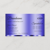 Carte De Visite Bleu chatoyant Glamour avec logo moderne (Dos)