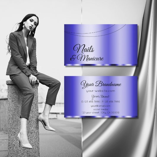 Carte De Visite Bleu chatoyant Glamour Moderne et Simple