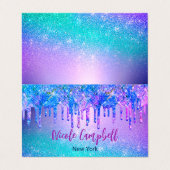 Carte De Visite Bleu chic pourpre ombre parties scintillant goutte (Extérieur déplié)