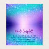 Carte De Visite Bleu chic pourpre ombre parties scintillant goutte (Intérieur déplié)