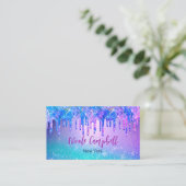 Carte De Visite Bleu chic pourpre ombre parties scintillant goutte (Debout devant)