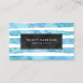 Carte De Visite Bleu Chic Rayures | Tableau (Devant)
