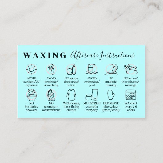 Carte De Visite Bleu cirage après-soin douze instructions (Dos)