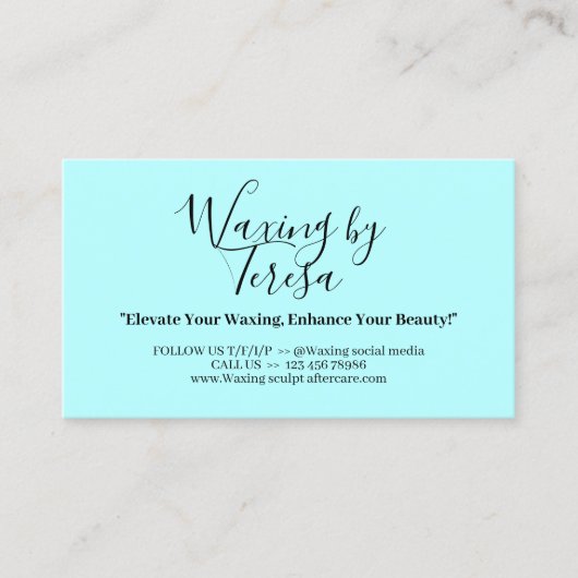 Carte De Visite Bleu cirage après-soin douze instructions (Devant)