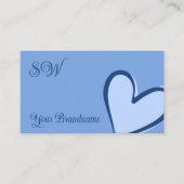 Carte De Visite Bleu clair avec un Coeur magnifique et un Monogram (Devant)