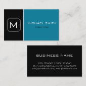 Carte De Visite Bleu clair et noir élégant professionnel moderne (Devant / Derrière)