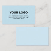 Carte De Visite Bleu Clair | Logo Simple Entreprise (Devant / Derrière)