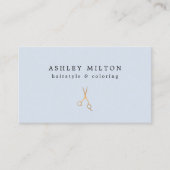 Carte De Visite Bleu clair minimum Ciseaux or Ciseaux cheveuxStyli (Devant)