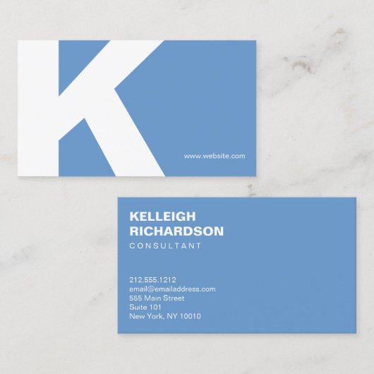 Carte de visite bleu clair monogramme initial en g (Devant / Derrière)