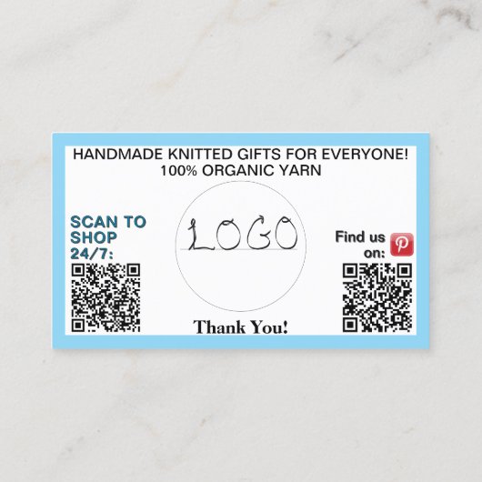 Carte De Visite Bleu clair N'importe quelle entreprise Code QR Log (Dos)