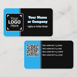 Carte De Visite Bleu Clair, Noir & Blanc - Mettez Votre Logo en Va