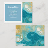 Carte De Visite Bleu clair, Or, Turquoise, Marbre Turquoise (Devant / Derrière)