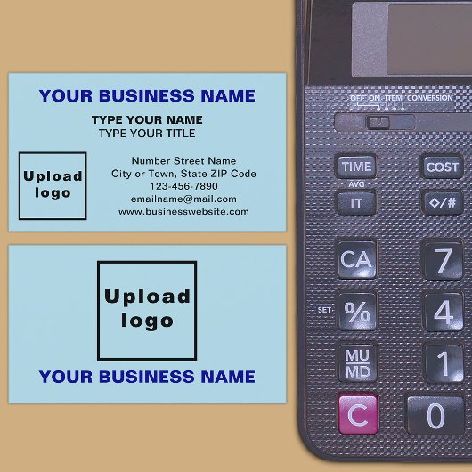 Carte de visite bleu clair style centré