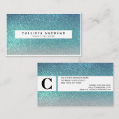 Carte De Visite Bleu clair Turquoise Parties scintillant brillante (Devant / Derrière)