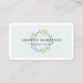 Carte de visite bleu clair vert fleuri (Devant)