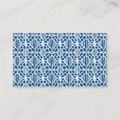 Carte De Visite Bleu Classique Avec Motif Crochet Blanc (Dos)