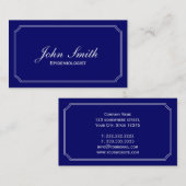 Carte de visite bleu classique d'épidémiologue (Devant / Derrière)