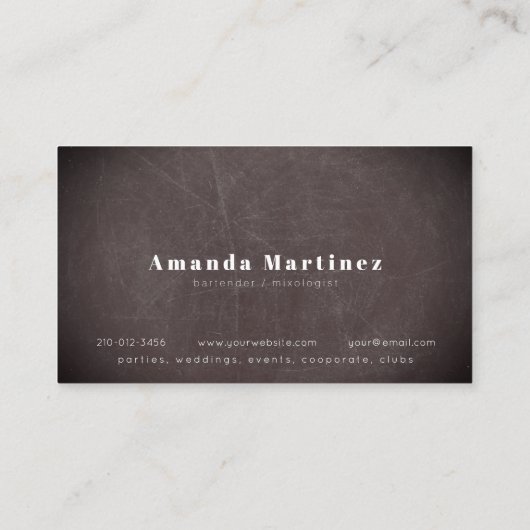 Carte De Visite Bleu Cocktail Bartender Mixologue Chalkboard (Dos)