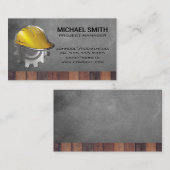 Carte De Visite Bleu collier logo Arrière - plan en cuir de bois (Devant / Derrière)