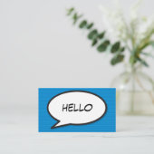 Carte De Visite Bleu Comic Livre Pop Art Discours Bubble HELLO (Debout devant)