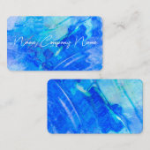 Carte De Visite bleu cool et turquoise ondulent l'art moderne (Devant / Derrière)