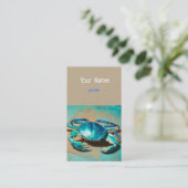 Carte de visite bleu crabe moderne vibrant (Debout devant)