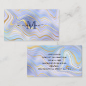 Carte De Visite Bleu cristal Marbre Iridescente Agate remarquable (Devant / Derrière)