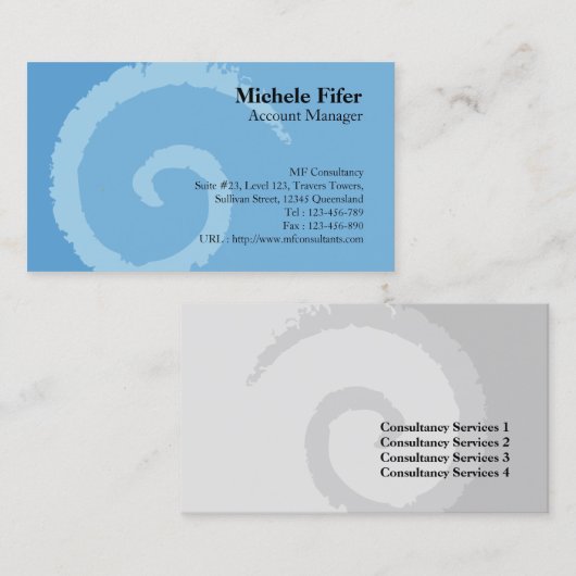 Carte de visite bleu curl (Devant / Derrière)