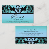 Carte de visite bleu Damask (Devant / Derrière)