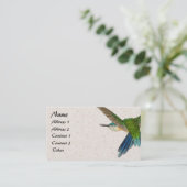 Carte de visite bleu d'animal d'oiseau de colibri (Debout devant)