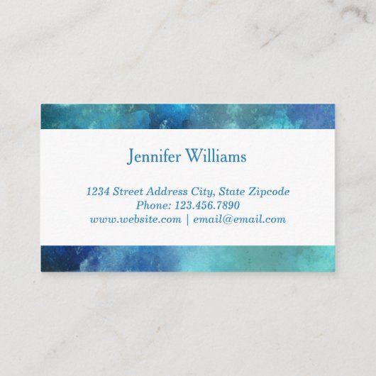 Carte de visite bleu d'aquarelle (Dos)